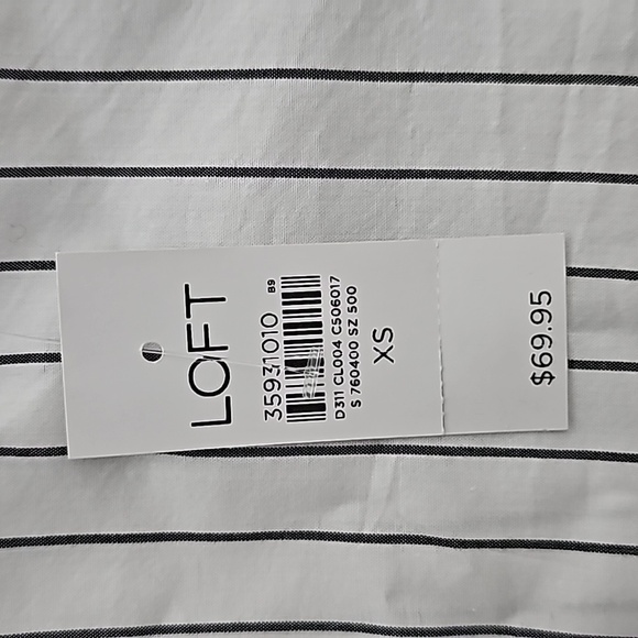 Ann Taylor Loft Striped Cotton Blend Side Wrap Blouse | NWT | XS | White Black - Picture 6 of 7